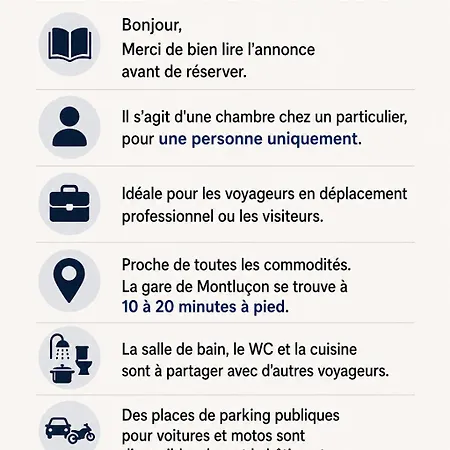 Chez Particulier Proche De Commodites Проживание в семье Монлюсон